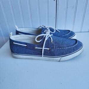 Gap Mens Boat Shoes Loafers Chambray Blue Lace Up Canvas Casual Sz 11